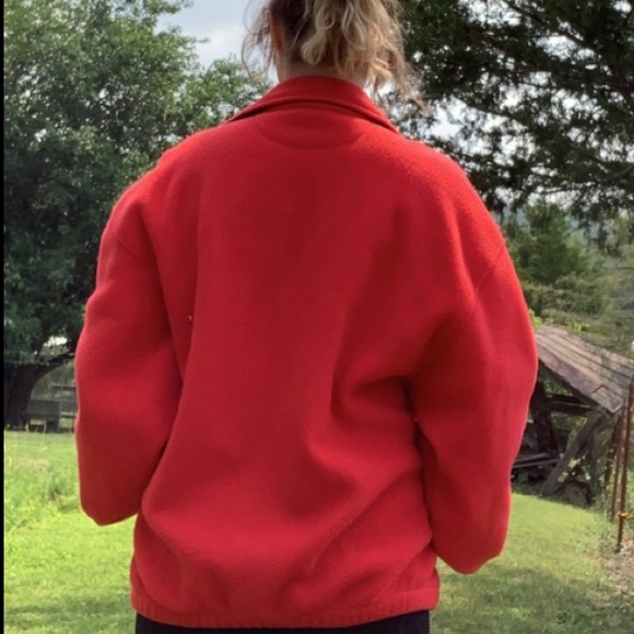 Vintage Bugle Boy Cozy Fleece Full-zip Jacket Unisex Plush Soft! Bright Red - Picture 9 of 15